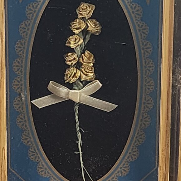 Ingraham USA Vintage Blue Gold Rose Etched Glass Quartz Analog Mantle Wall Clock - Picture 6 of 16